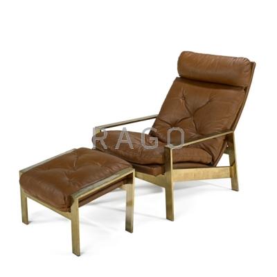 Appraisal: STYLE OF MILO BAUGHMAN Lounge chair and ottoman USA s