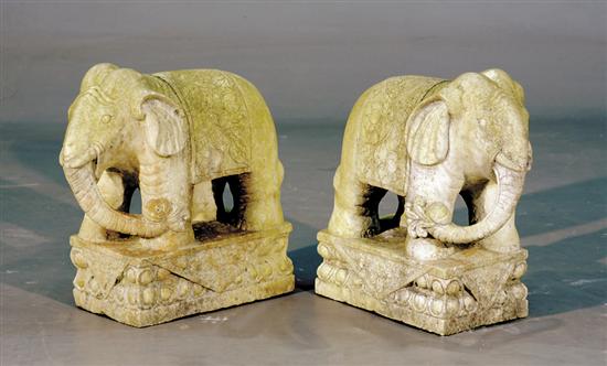 Appraisal: Pair marble garden figures of elephants mid th centuryH W