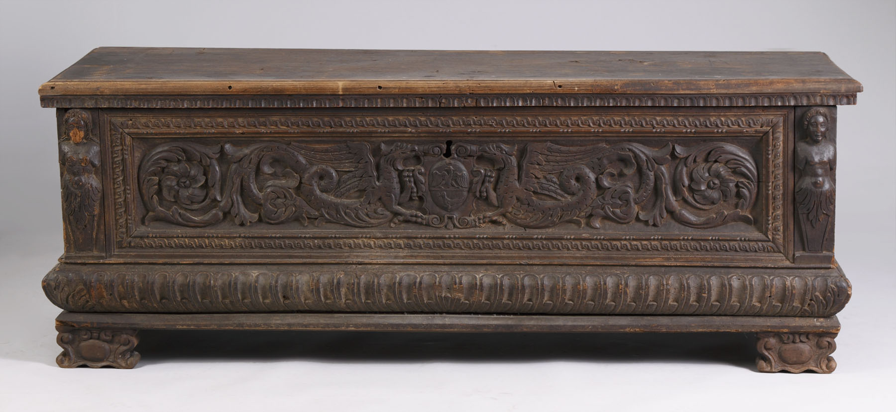 Appraisal: th Cent Italian Cason th Cent Italian Carved Walnut Cason