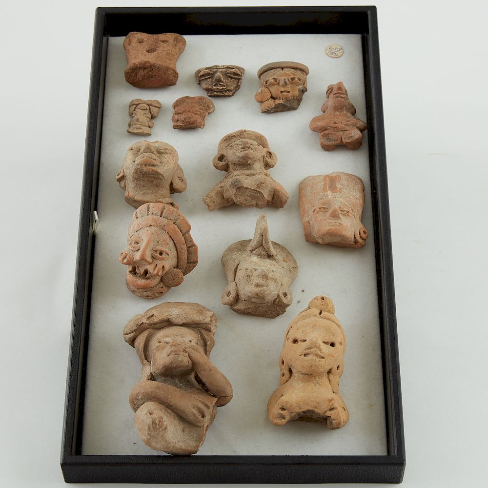 Appraisal: Grp Huastec and Maya Pre-Columbian Pottery Heads Group of thirteen