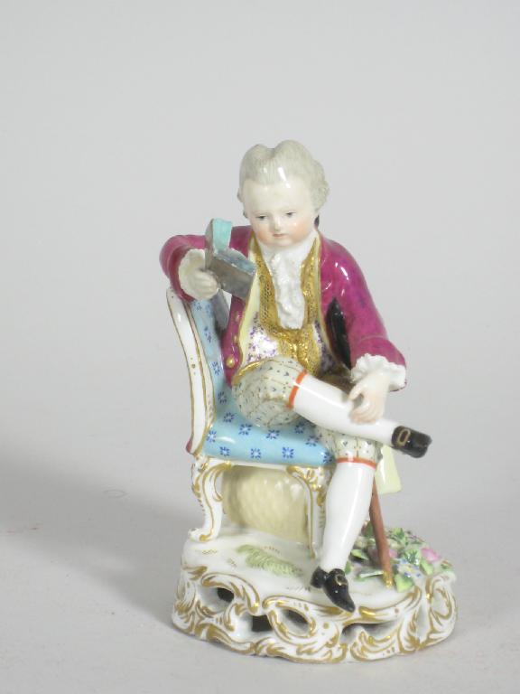 Appraisal: A Meissen Figure of seated girl in period costume having