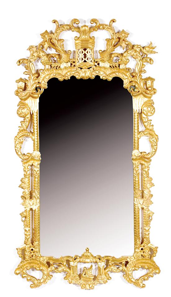 Appraisal: Chinese Chippendale style carved giltwood mirror elaborate frame embellished with