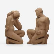 Appraisal: Waylande Gregory RARE NUDE FIGURES c terracotta h w d