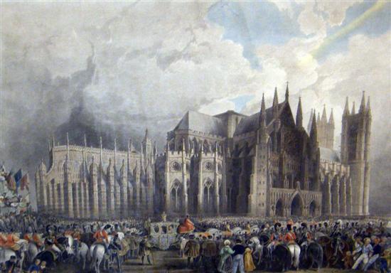 Appraisal: After George Cattermole th century coloured engraving View of Westminster