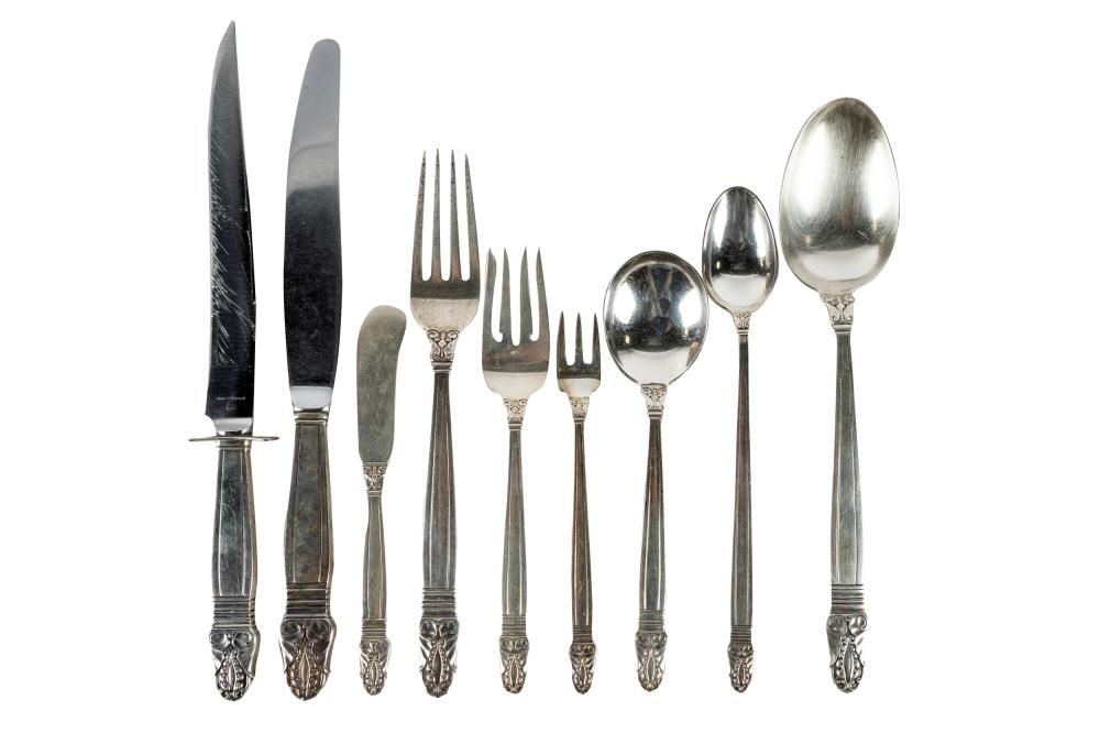 Appraisal: INTERNATIONAL STERLING PARTIAL FLATWARE SERVICE'Norse' pattern comprising five dinner forks