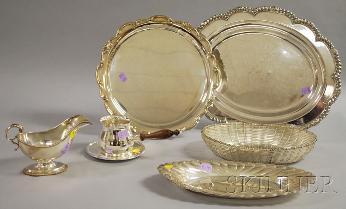 Appraisal: Seven Silver Plated Serving Items a Rogers silver plated bread