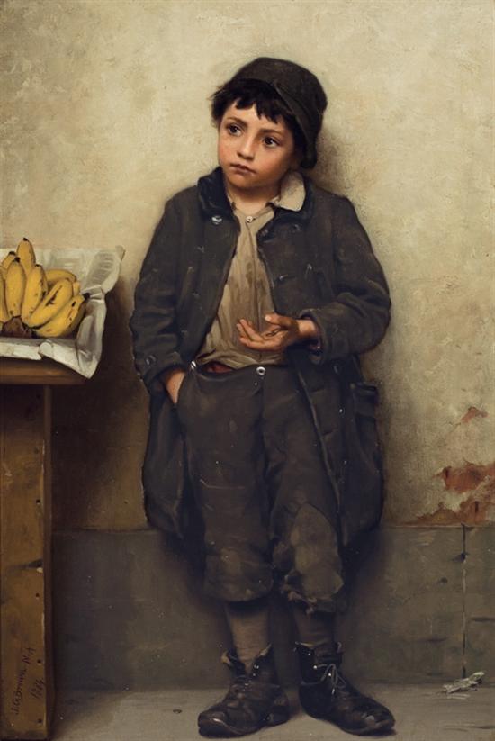 Appraisal: JOHN GEORGE BROWN American - Where's My Penny oil on