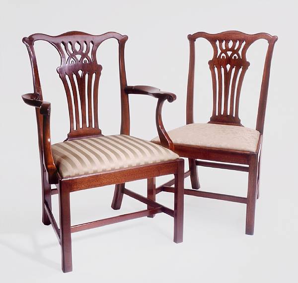 Appraisal: A set of eight George III style mahogany dining chairs