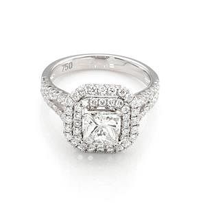 Appraisal: ct Diamond k White Gold Engagement Ring GIA Princess Round