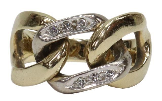 Appraisal: Estate kt yellow and white gold ring curb link design