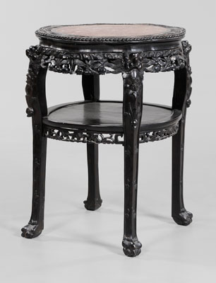 Appraisal: Marble-Inset Hardwood Stand Chinese early th century exotic hardwood with