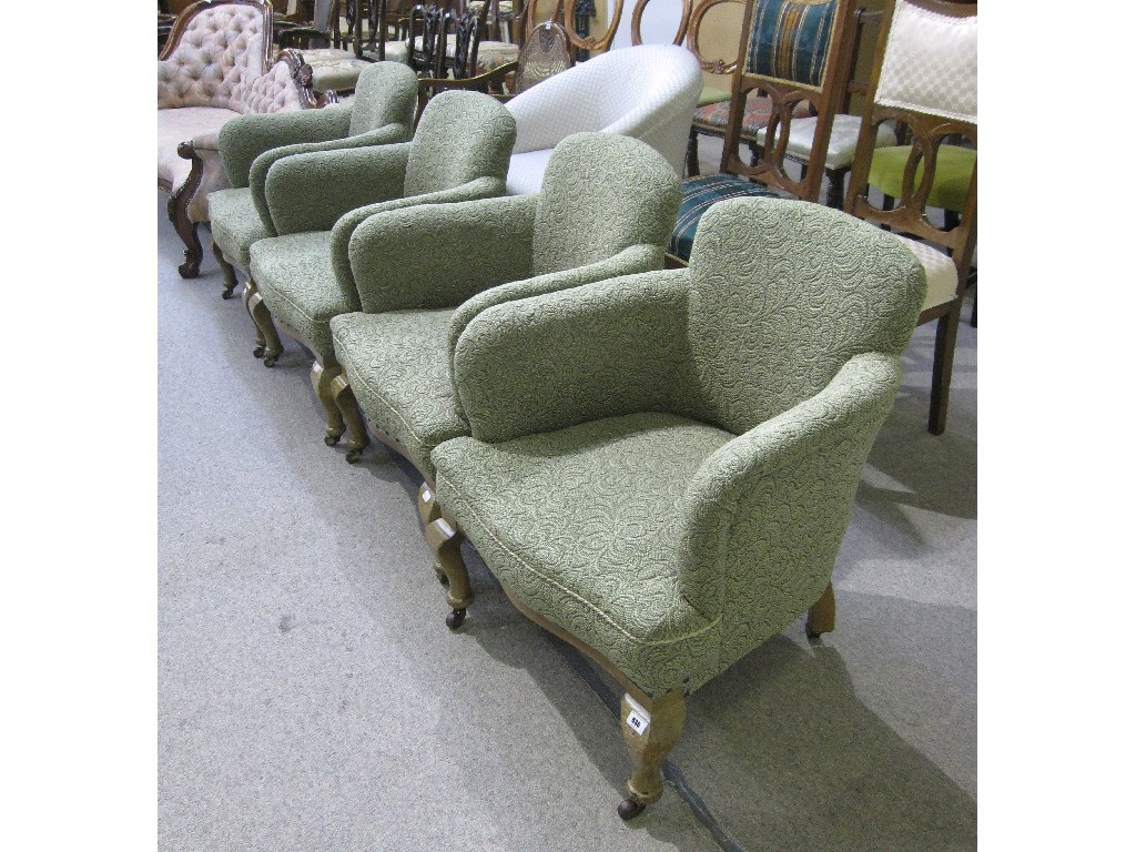 Appraisal: Set of four upholstered tub chairs