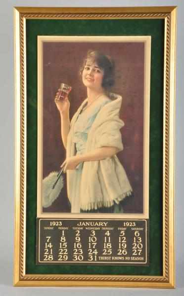 Appraisal: Coca-Cola Calendar with Glass Featured Description Framed under glass Missing