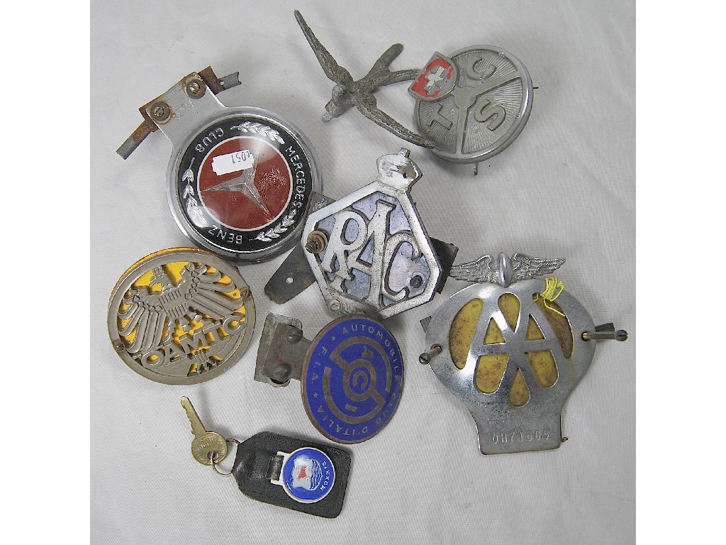 Appraisal: Six old car badges and related items