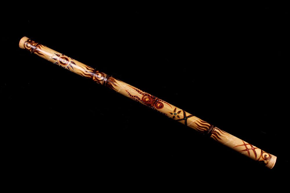 Appraisal: African Spider Painted Bamboo Rain Stick c 's For your