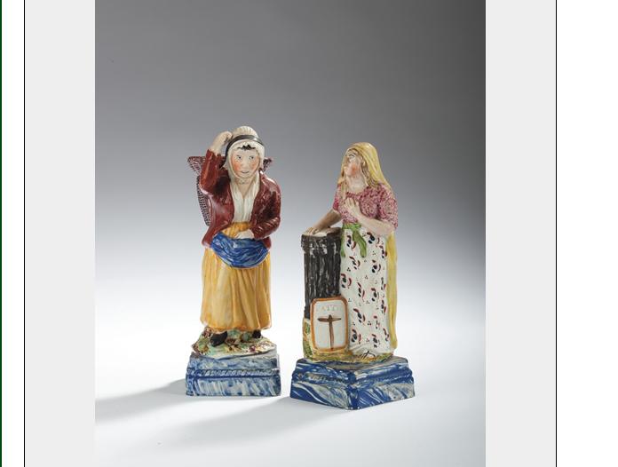 Appraisal: STAFFORDSHIRE CREAMWARE FIGURE OF 'CHARITY ' AND A FIGURE OF