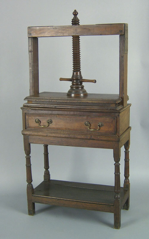 Appraisal: English oak book press on stand ca h w