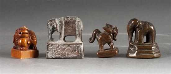 Appraisal: Four Chinese seals or chops th century and earlier comprising