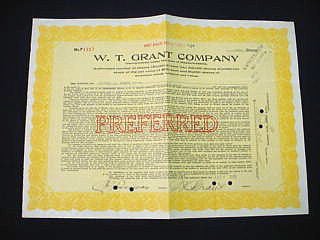 Appraisal: Document signed W T Grant one page both sides dated