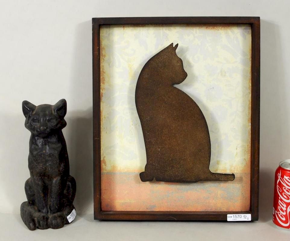 Appraisal: Cast Iron Cat Doorstop Framed Sheet Iron Cat Cast iron