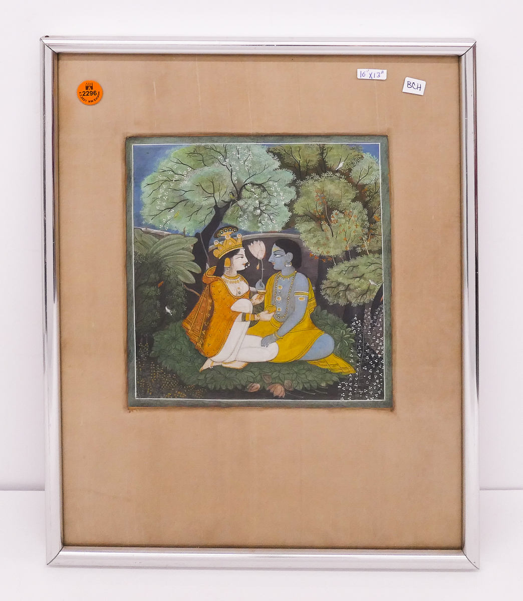 Appraisal: Indian Painted Hindu Miniature- Framed- x ''