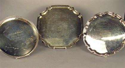 Appraisal: Group of three silver presentational trays and salvers th century