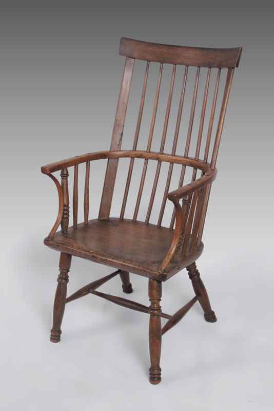 Appraisal: EARLY TH CENTURY BRITISH ISLES WINDSOR TYPE ARM CHAIR Straight