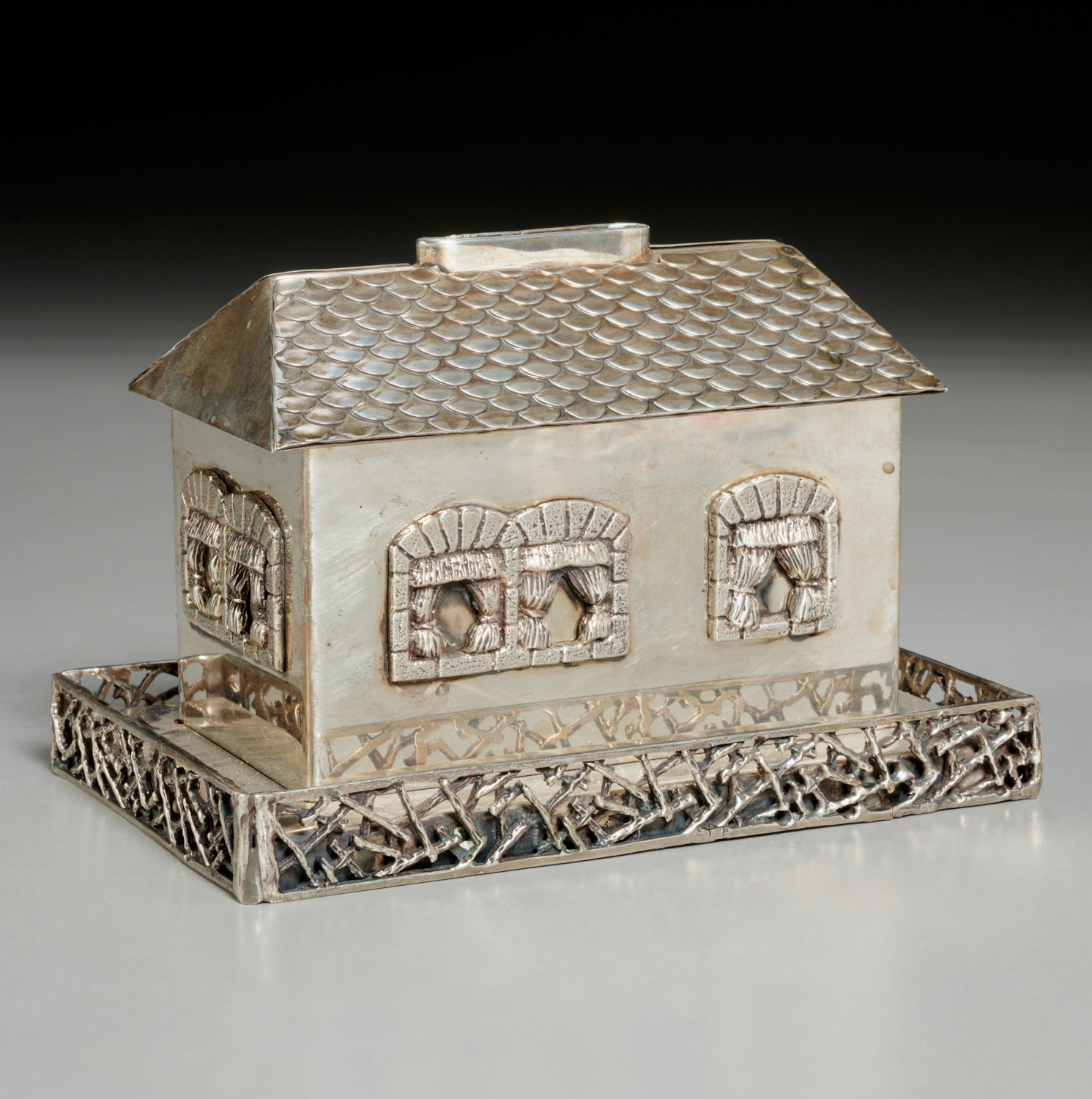 Appraisal: BIER ISRAELI STERLING SILVER TZEDAKAH BOX th c in the