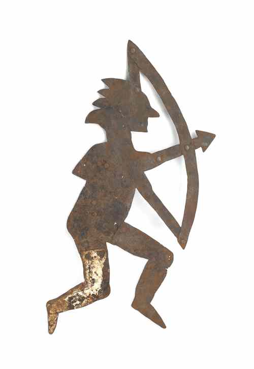 Appraisal: Sheet iron weathervane of a Native American th c h