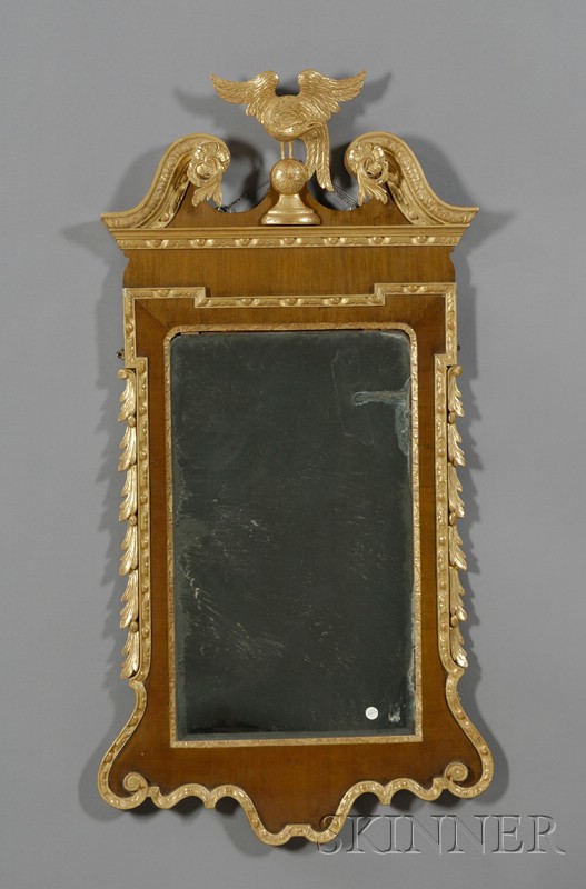 Appraisal: Mid-Georgian Style Mahogany and Parcel-gilt Mirror th century swan's neck