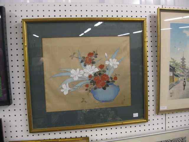 Appraisal: Chinese Painting on Silk floral still life signed image area