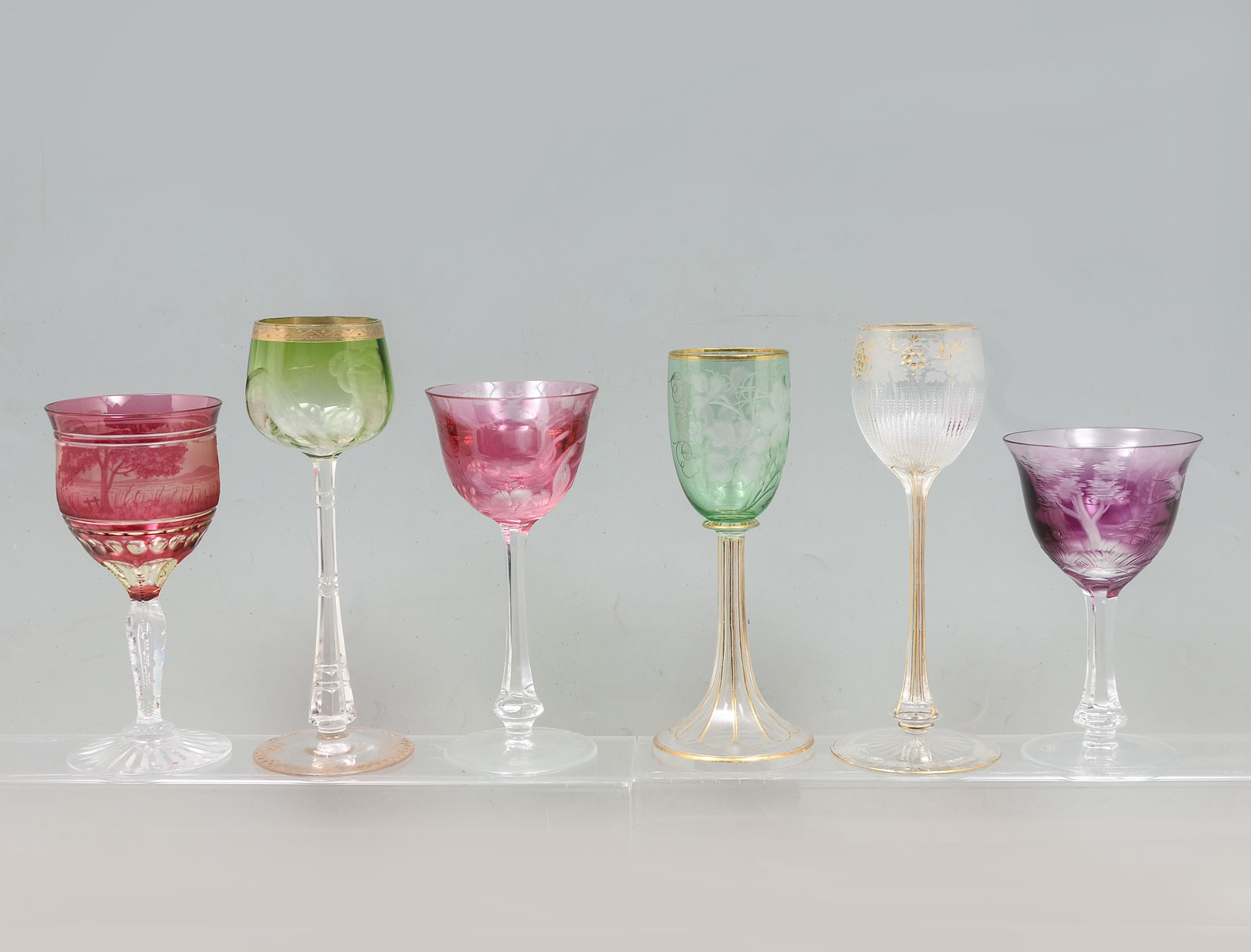 Appraisal: PC MOSER AND ETCHED STEMWARE COLLECTION Comprising - signed Moser