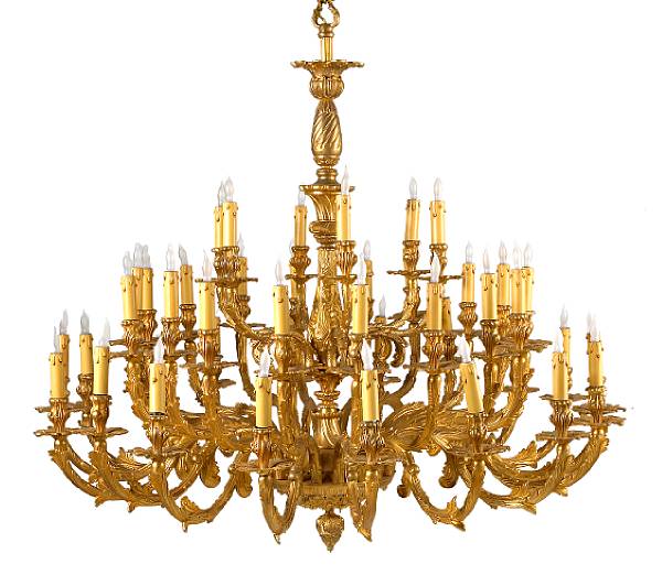 Appraisal: A French Rococo Revival gilt bronze forty two light chandelier