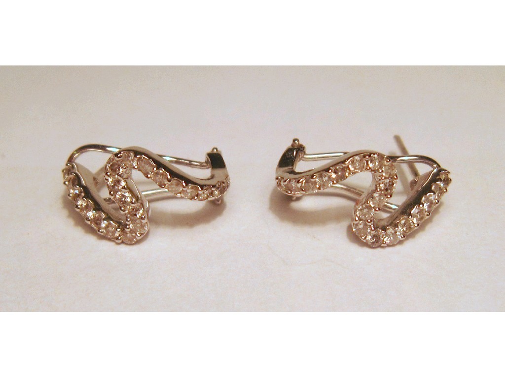 Appraisal: Pair of ct white gold diamond set sigmoid earrings