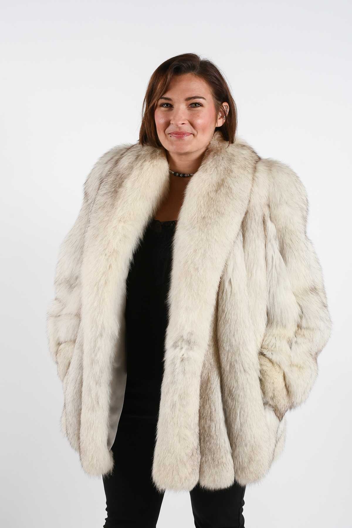 Appraisal: SILVER FOX FUR JACKET Luxurious silver gray and white Fox