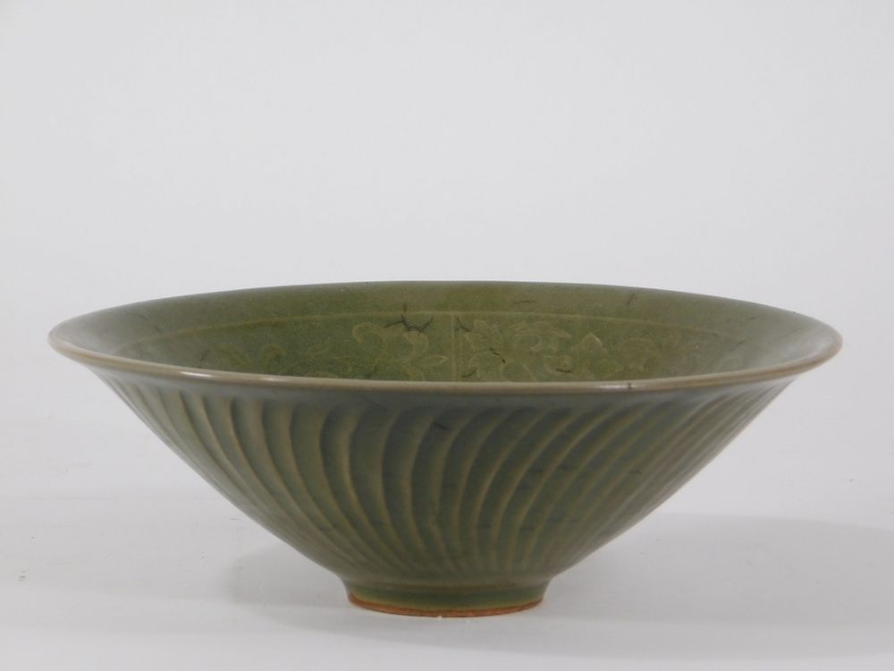 Appraisal: C Korean Incised Celadon Glazed Porcelain Bowl Korea th Century