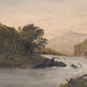 Appraisal: American School Circa - Landscape with Trees and River oil