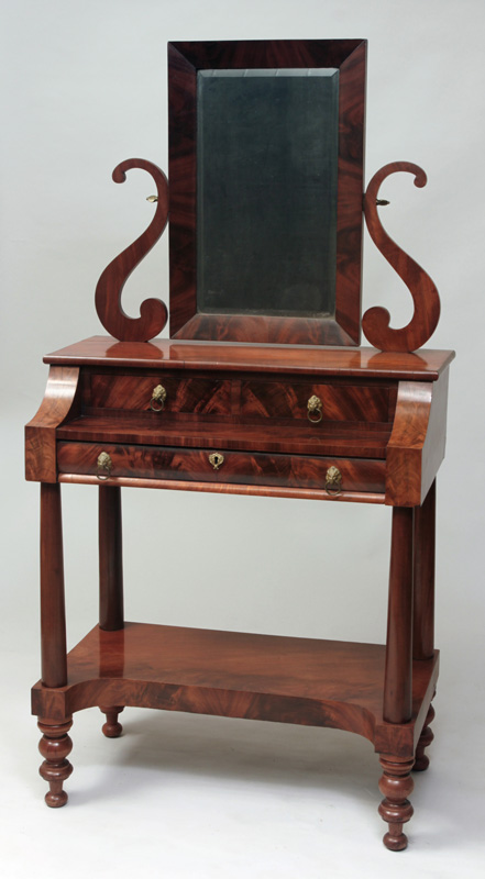 Appraisal: Late Federal Mahogany Dressing Table with Mirror Feet of a