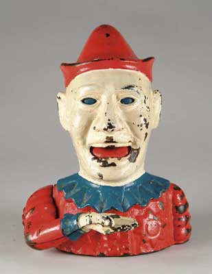 Appraisal: HUMPTY DUMPTY MECHANICAL BANK Clown with hat holding out hand