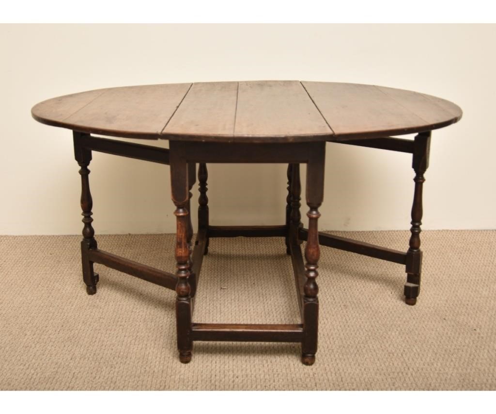 Appraisal: William Mary oak gate leg table th c h x