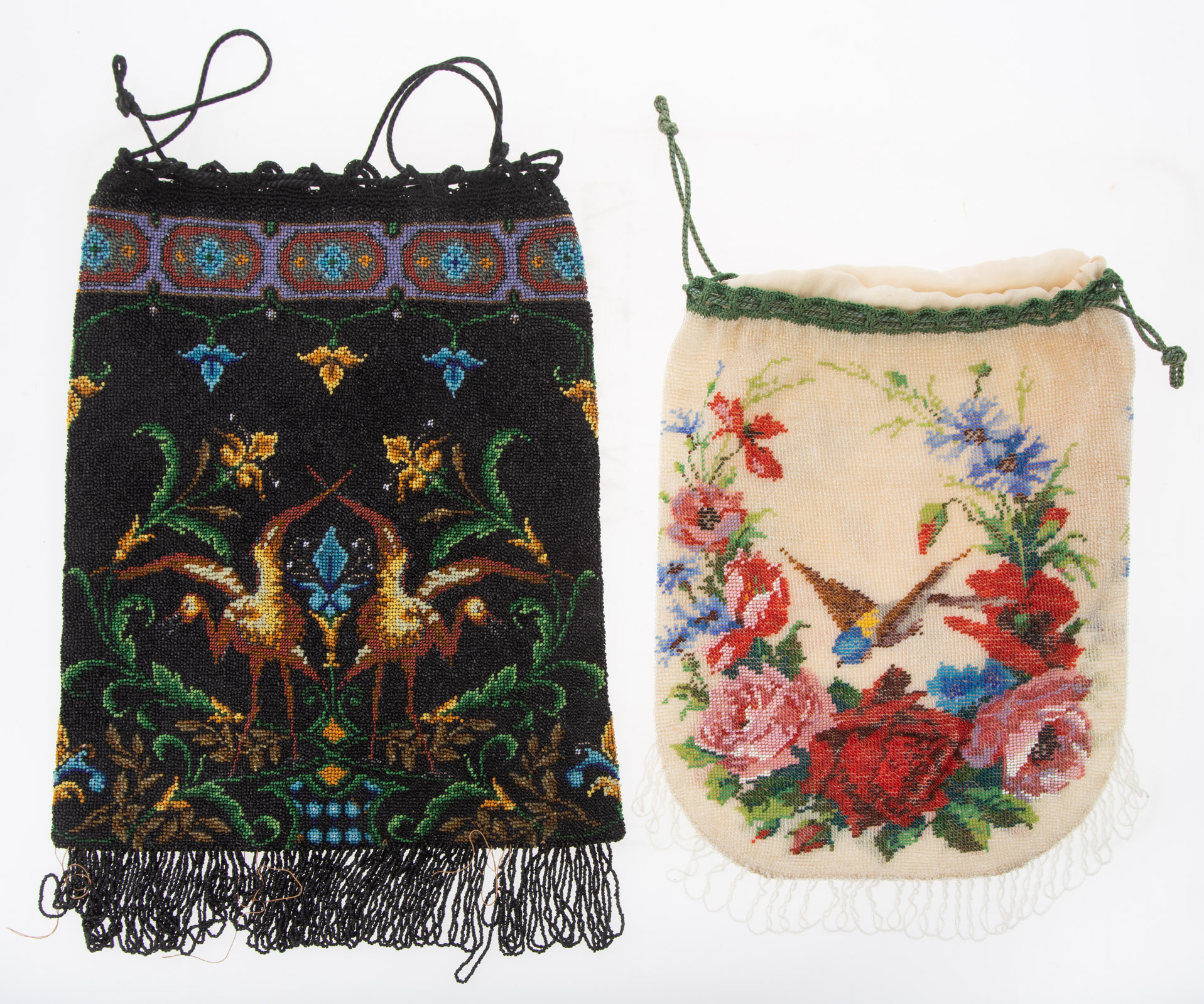 Appraisal: TWO FRENCH ART DECO BEADED EVENING BAGS in to in