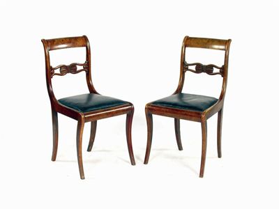 Appraisal: A set of five th century continental mahogany side chairs