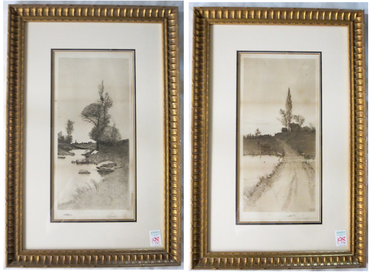 Appraisal: TWO FRAMED EDWARD FIELD ETCHINGS New York Illinois - of