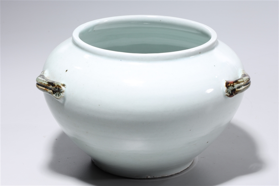 Appraisal: Korean glazed porcelain jar with handles to shoulder x approx