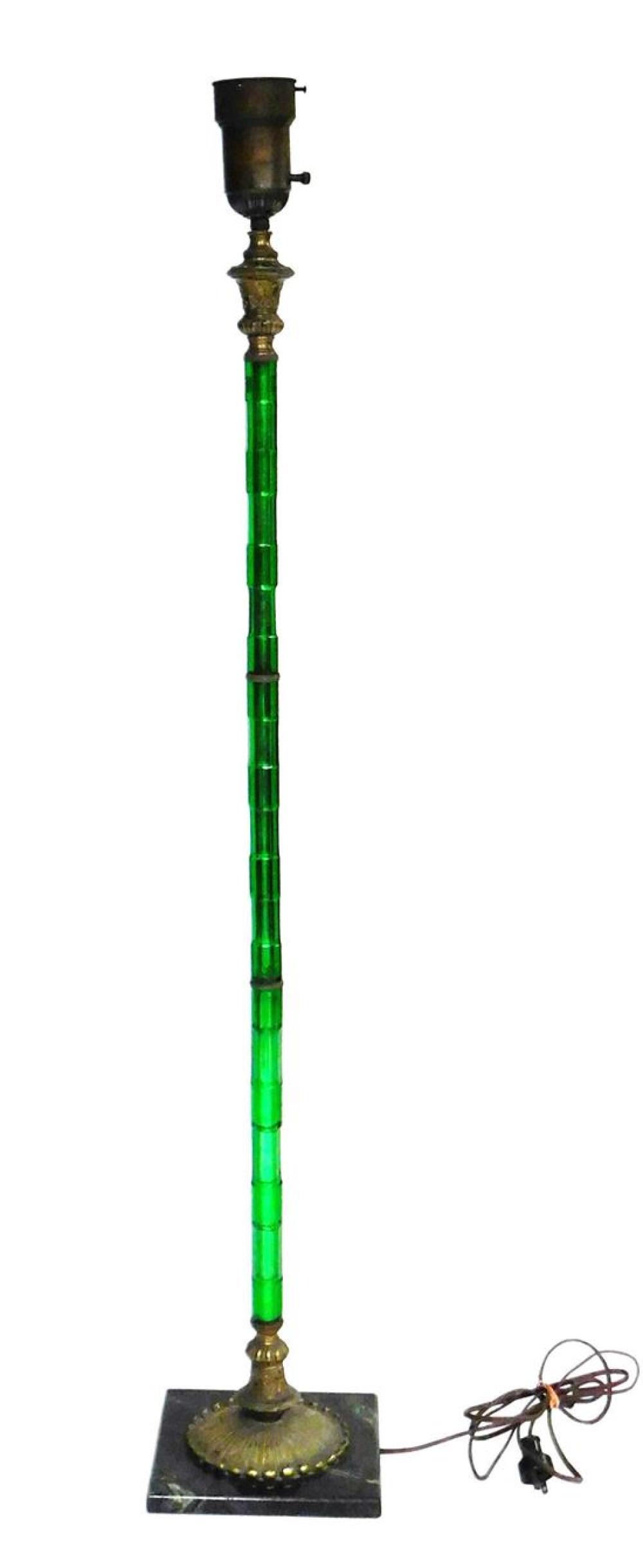 Appraisal: Floor lamp with green glass standard late th early th