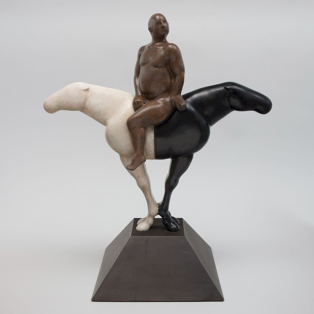 Appraisal: Michael Bergt b Paradox Cast bronze on a steel base