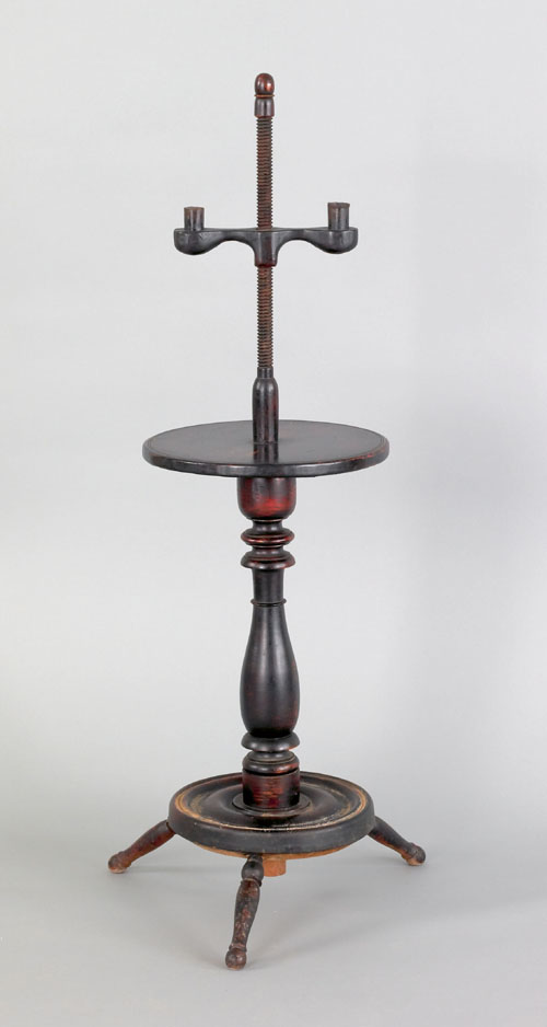 Appraisal: Country painted pine adjustable candlestand th c h