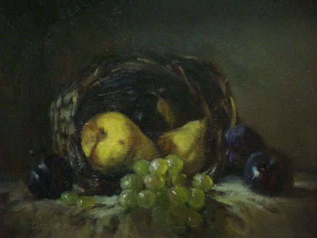 Appraisal: STECHER Ruth O B Fruit Still Life Pears Plums and