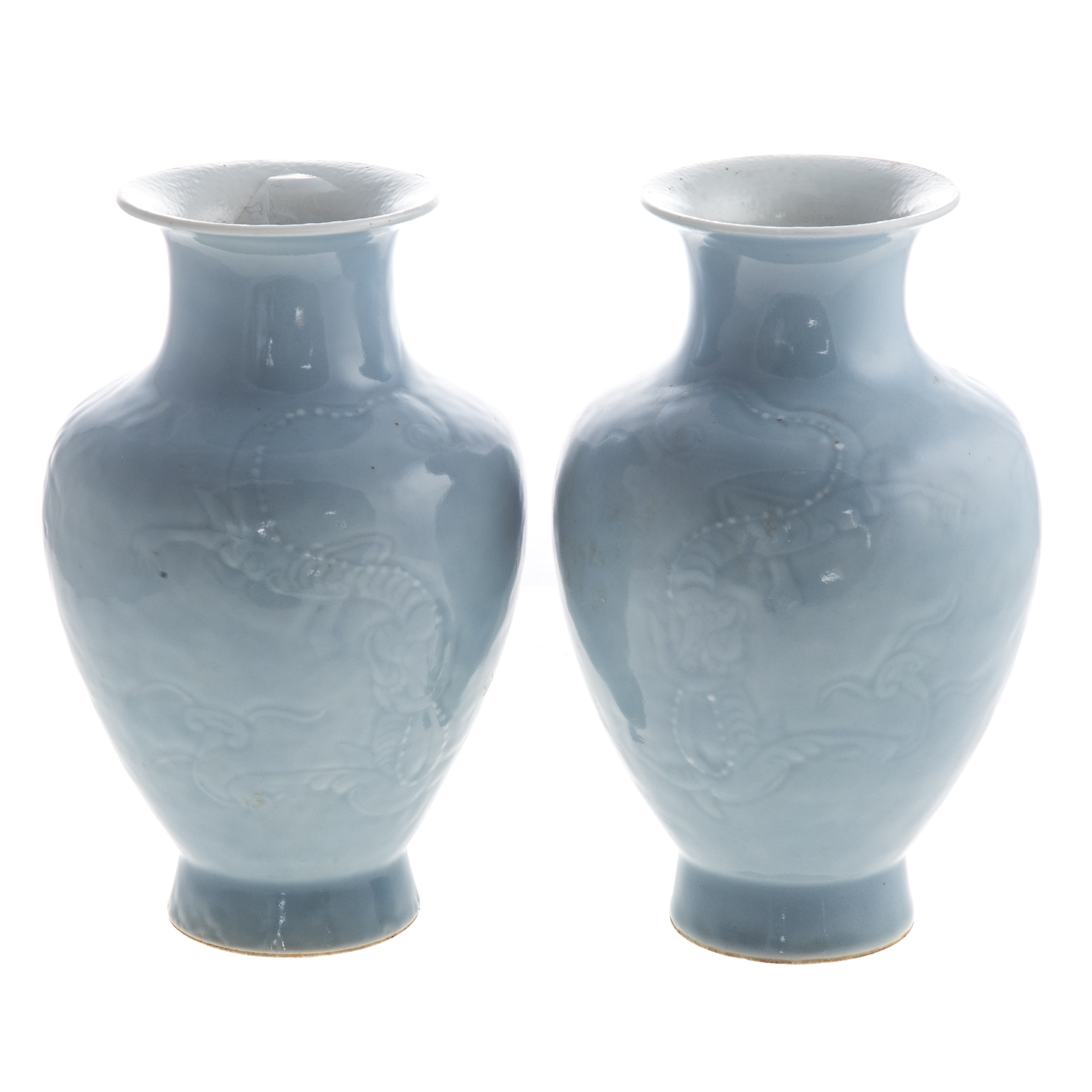 Appraisal: PAIR OF CHINESE CLAIRE DE LUNE PORCELAIN VASES th century