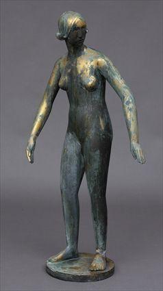 Appraisal: ART DECO VERDIGRIS AND GILT PATINATED FIGURE OF A FEMALE